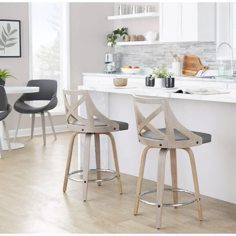 The Gray Barn Charlotte 24 Fixed-Height Counter Stool with Bent Wood Legs (Set of 2)