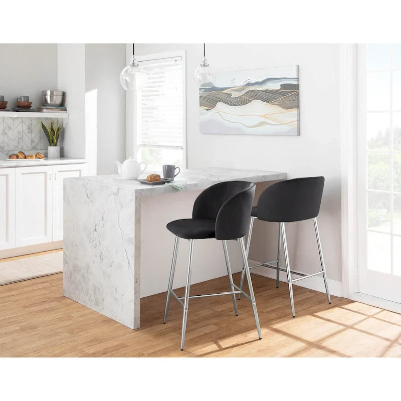 Silver Orchid Harding Velvet Counter Stool (Set of 2)
