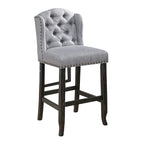 Tays Rustic Linen Tufted Bar Height Chairs (Set of 2) by Furniture of America