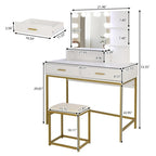 Large Vanity Set, Dressing Table Dresser Desk for Women, Girls, Bedroom (White, Black)