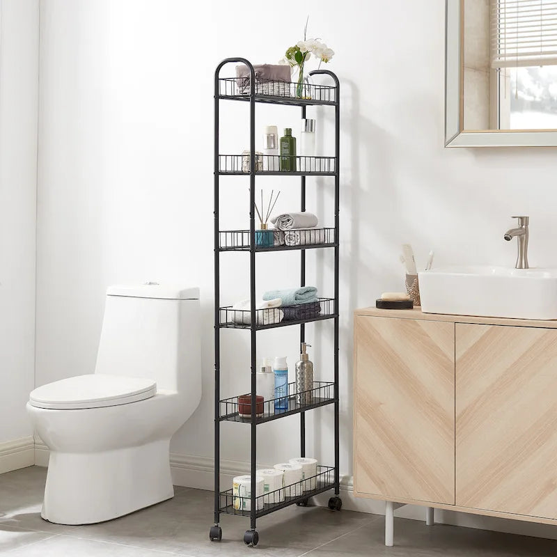 6-Layer Ultra-Thin Rolling Cart Storage Rack