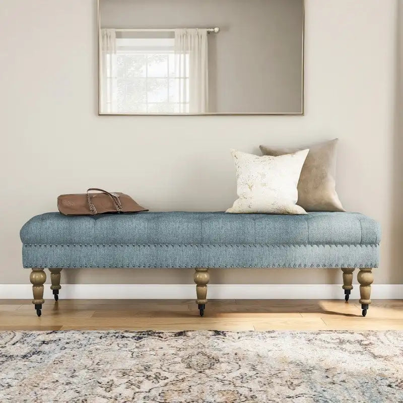 Copper Grove Pereiaslav 62-inch Tufted Light Blue Bench