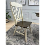 7 Piece Solid wood Two Tone Dark Brown & White Expendable Dining Set