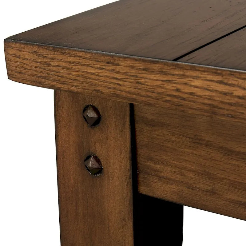 Liberty Furniture Lake House Square Lamp Accent Table Rustic Brown Oak