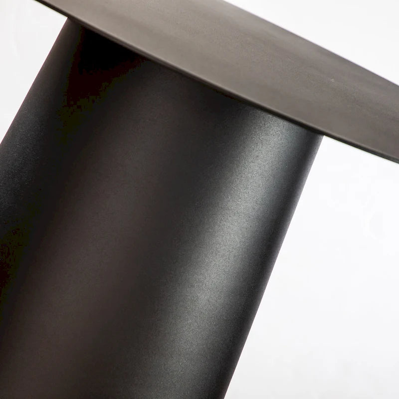 DancyHome Outdoor Mid Century Modern Metal Single Round Coffee Table -Black 23.6W