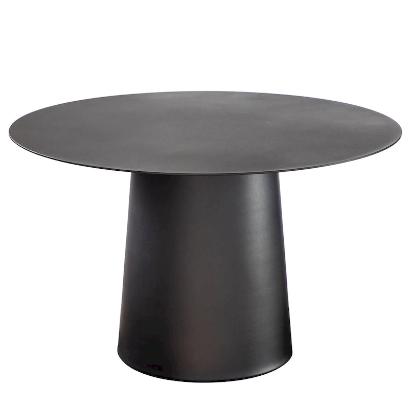 DancyHome Outdoor Mid Century Modern Metal Single Round Coffee Table -Black 23.6W