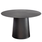DancyHome Outdoor Mid Century Modern Metal Single Round Coffee Table -Black 23.6W