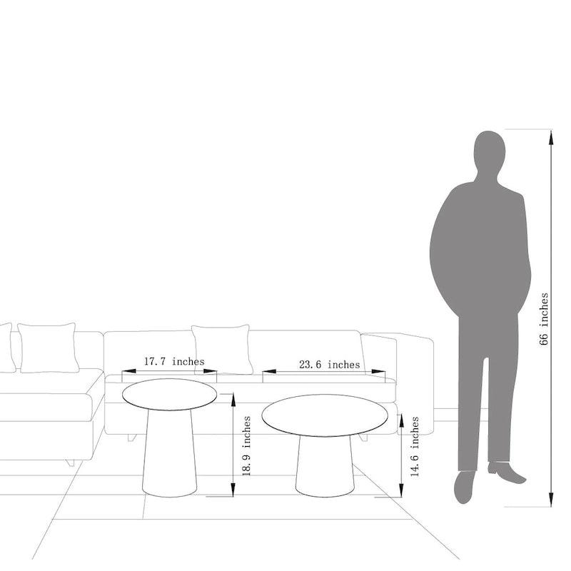 DancyHome Outdoor Mid Century Modern Metal Single Round Coffee Table -Black 23.6W