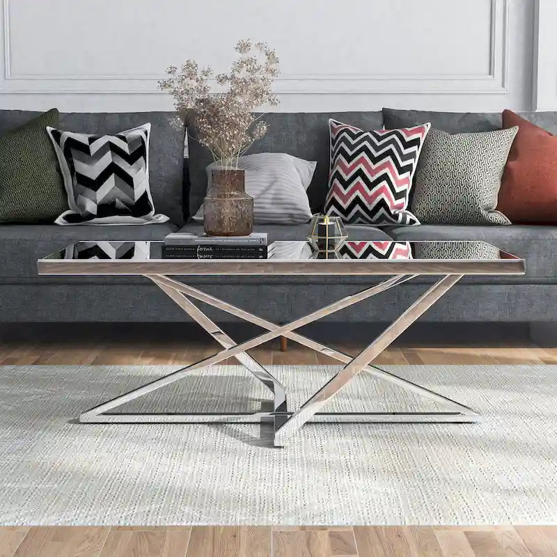 Marchat Glam Chrome 47-inch Mirror Top Coffee Table by Furniture of America