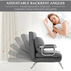 HOMCOM Small Futon Couch with Comfortable Fold Down Bed Surface for Guests, Adjustable Backrest Angles, & Stylish Design
