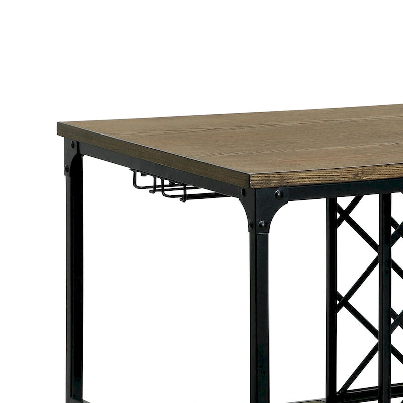 Ursa Industrial Medium Oak 48-inch Wide Metal Kitchen Island with Caster Wheels by Furniture of America