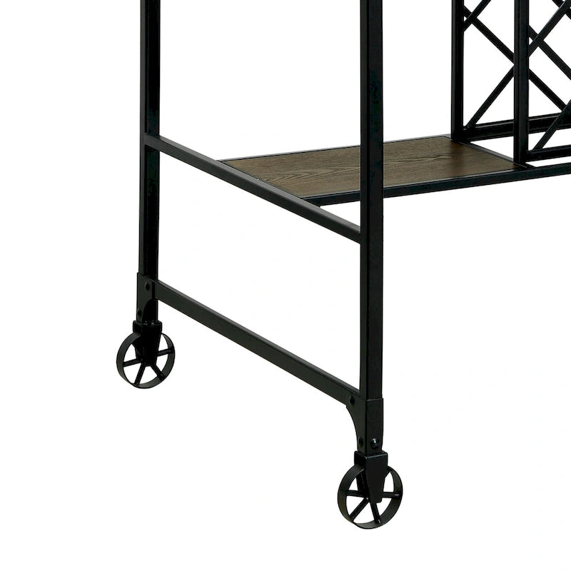Ursa Industrial Medium Oak 48-inch Wide Metal Kitchen Island with Caster Wheels by Furniture of America