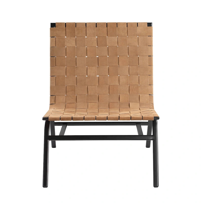 Calvo Woven Brown Leather Accent Chair by Greyson Living