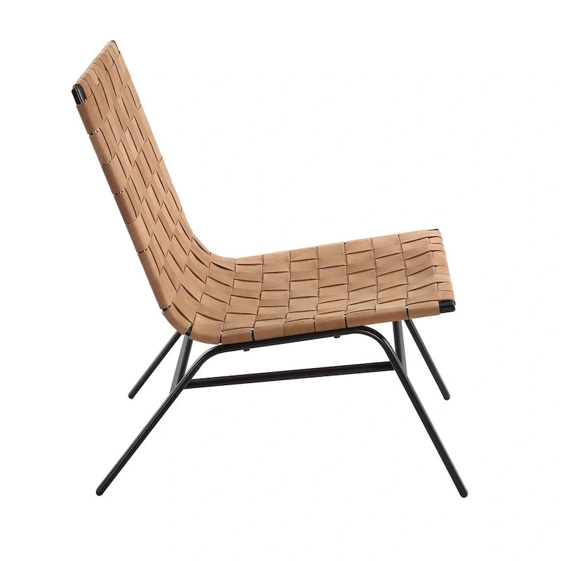 Calvo Woven Brown Leather Accent Chair by Greyson Living