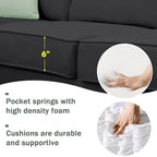 112*87 Sectional Sofa Couches Living Room Sets 7 Seats Modular Sectional Sofa with 3 Pillows, Black