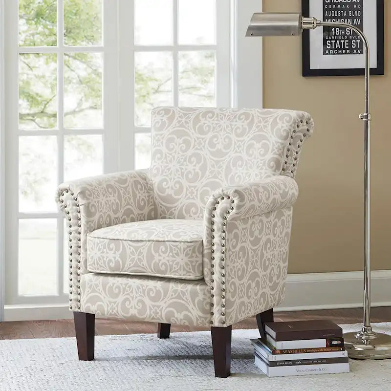 Madison Park Miri Fretwork Pattern Upholstered Tight Back Club Chair