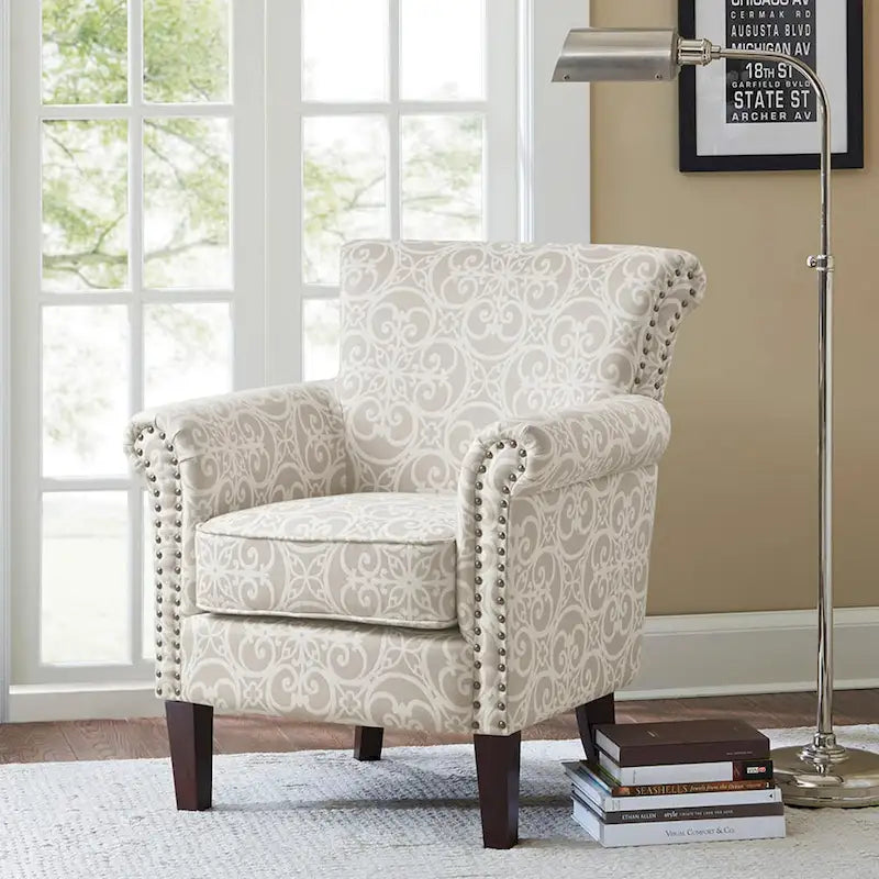Madison Park Miri Fretwork Pattern Upholstered Tight Back Club Chair