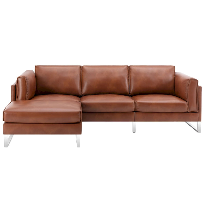 Morden Fort L-Shaped Sofa Sectional Faux Leather Couch for Living Room