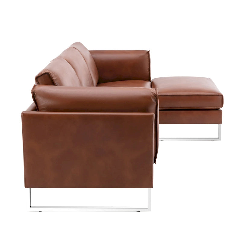 Morden Fort L-Shaped Sofa Sectional Faux Leather Couch for Living Room