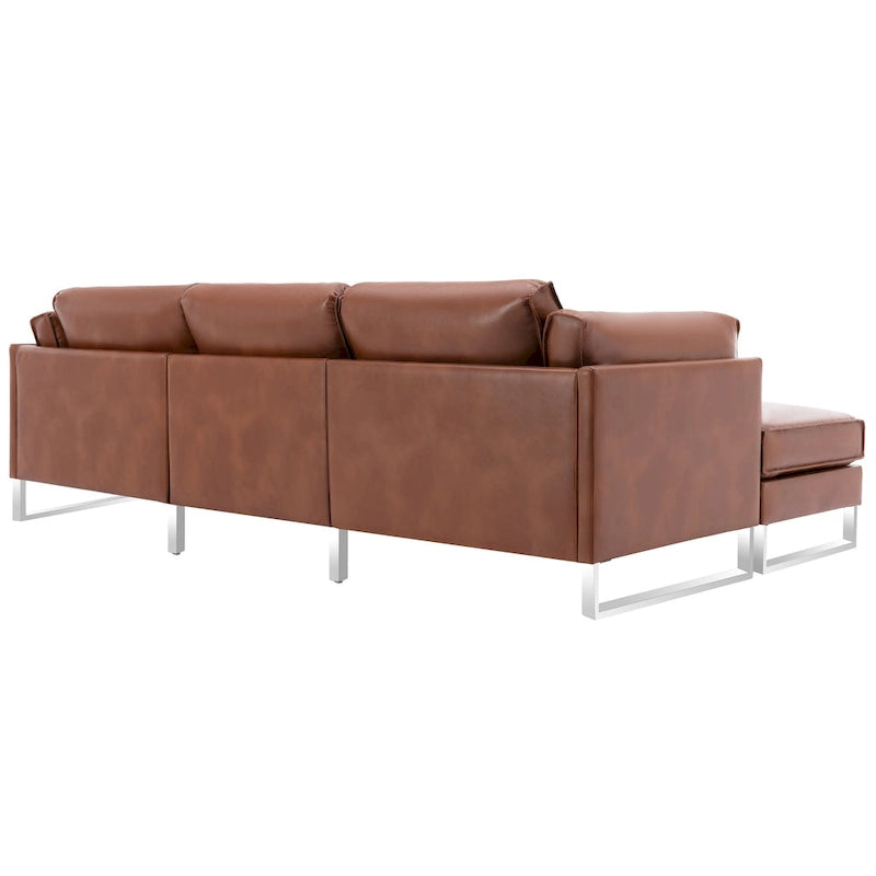 Morden Fort L-Shaped Sofa Sectional Faux Leather Couch for Living Room