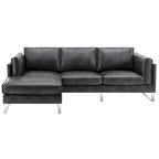 Morden Fort L-Shaped Sofa Sectional Faux Leather Couch for Living Room