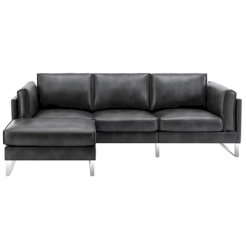 Morden Fort L-Shaped Sofa Sectional Faux Leather Couch for Living Room