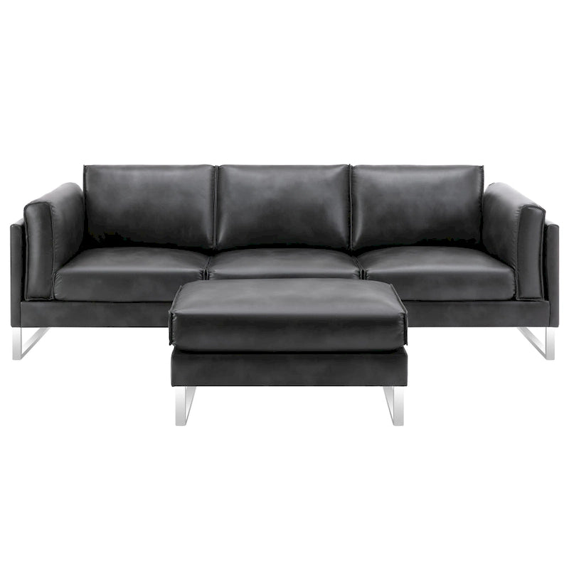 Morden Fort L-Shaped Sofa Sectional Faux Leather Couch for Living Room