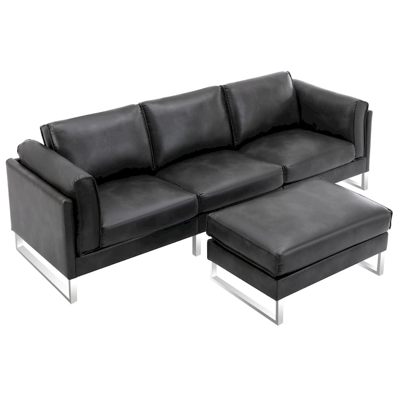 Morden Fort L-Shaped Sofa Sectional Faux Leather Couch for Living Room