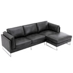 Morden Fort L-Shaped Sofa Sectional Faux Leather Couch for Living Room