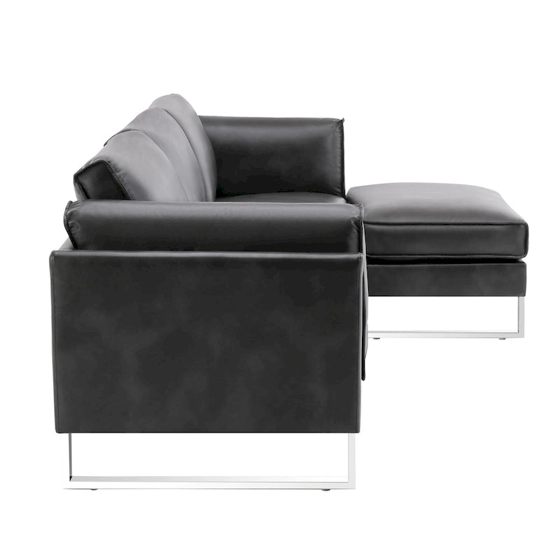 Morden Fort L-Shaped Sofa Sectional Faux Leather Couch for Living Room