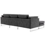 Morden Fort L-Shaped Sofa Sectional Faux Leather Couch for Living Room