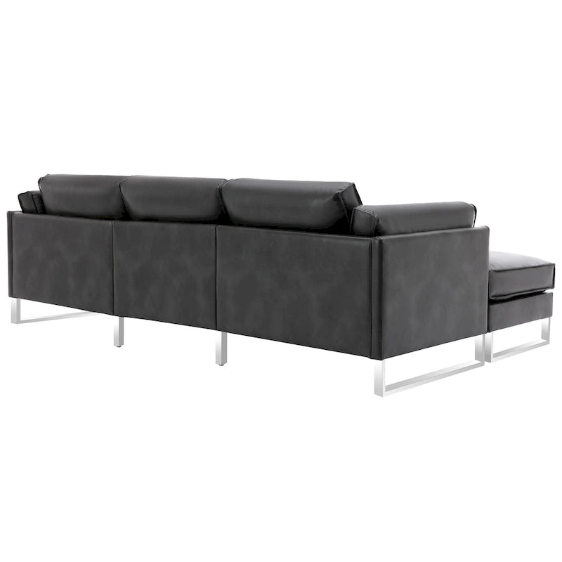 Morden Fort L-Shaped Sofa Sectional Faux Leather Couch for Living Room