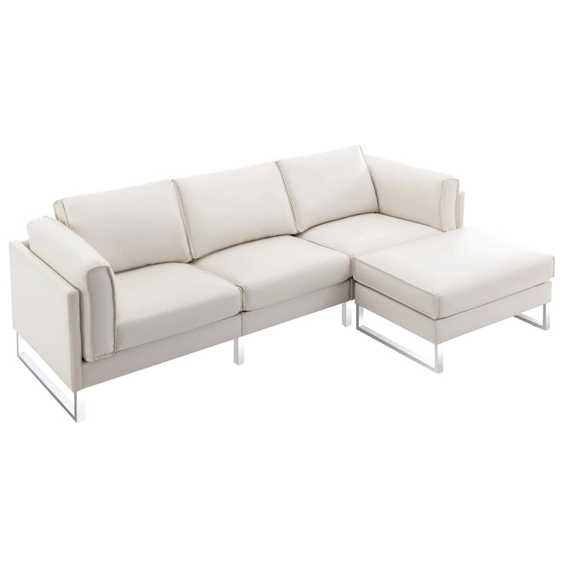 Morden Fort L-Shaped Sofa Sectional Faux Leather Couch for Living Room