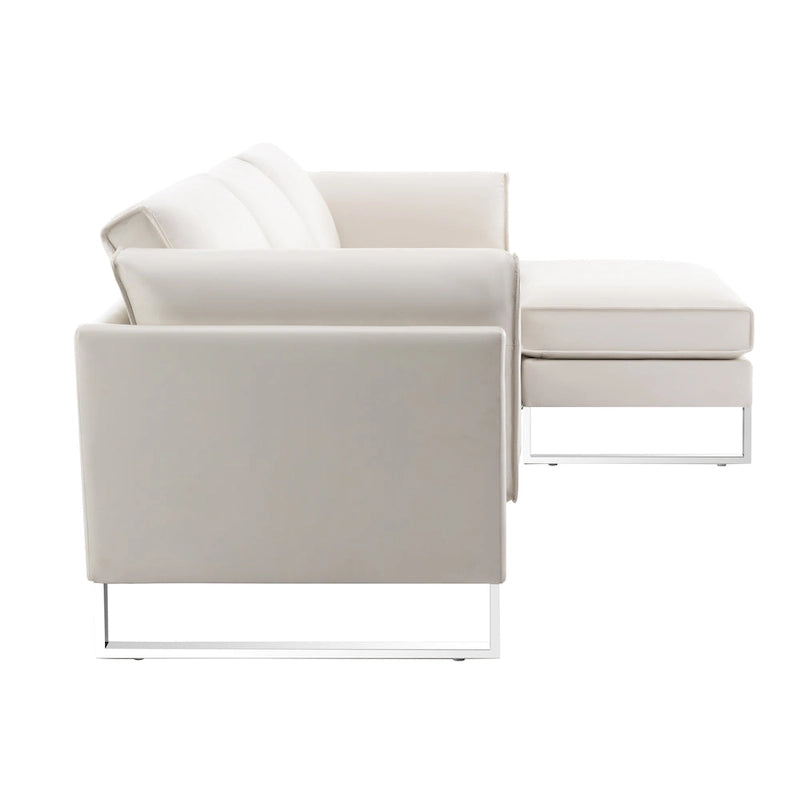 Morden Fort L-Shaped Sofa Sectional Faux Leather Couch for Living Room