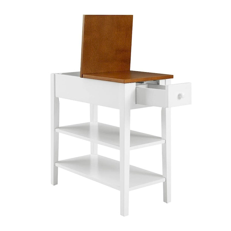 End Table with Charging Station, Side Table with Storage