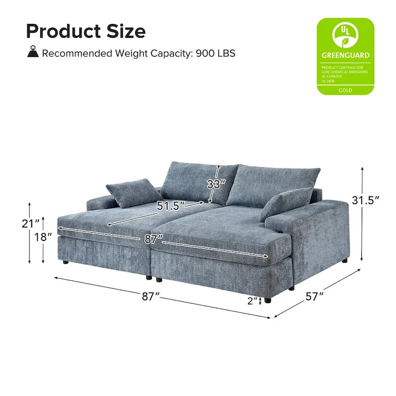 Conradus Modren Oversize 57 Deep Square Arm Sofa by HULALA HOME