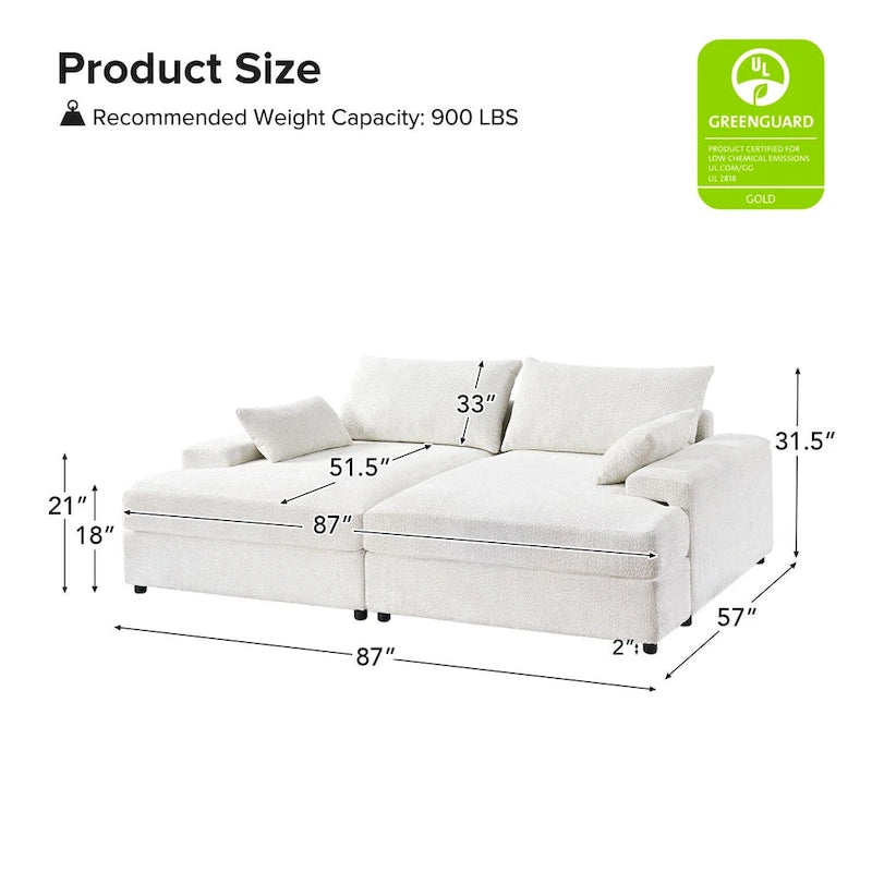 Conradus Modren Oversize 57 Deep Square Arm Sofa by HULALA HOME