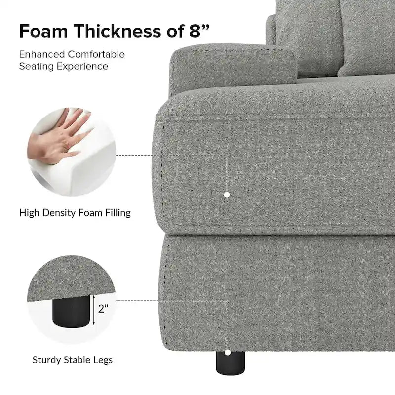 Conradus Modren Oversize 57 Deep Square Arm Sofa by HULALA HOME