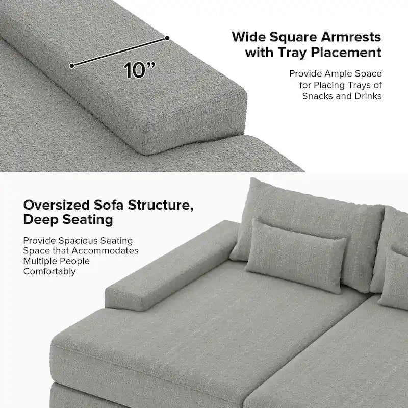 Conradus Modren Oversize 57 Deep Square Arm Sofa by HULALA HOME