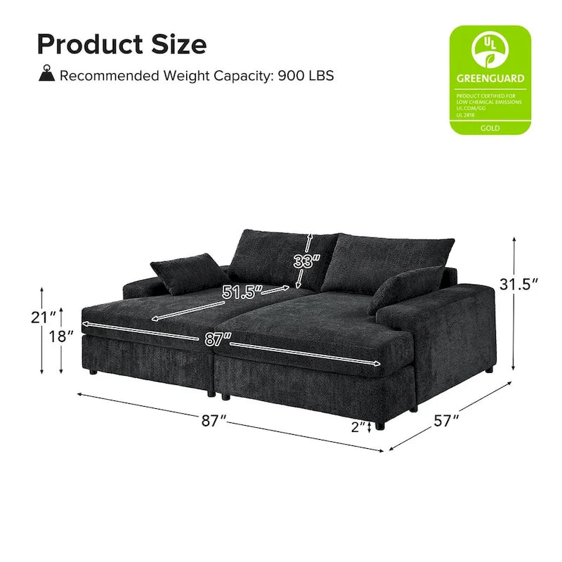 Conradus Modren Oversize 57 Deep Square Arm Sofa by HULALA HOME