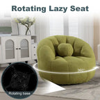 HOMEFUN Boucle Upholstered Round Lazy Cozy Bean Bag Chair With a Pillow