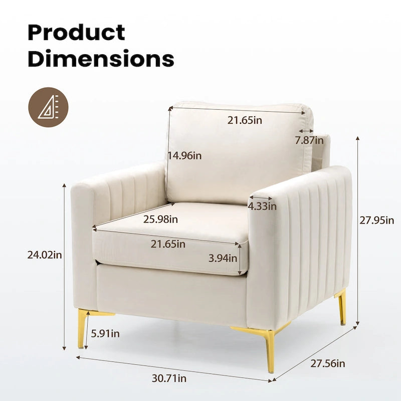 Pellebant Modern Upholstered Accent Armchair Club Chair