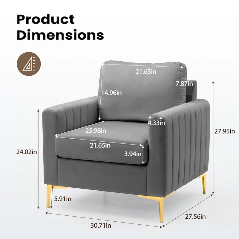 Pellebant Modern Upholstered Accent Armchair Club Chair