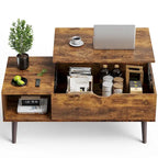 Lift Top Coffee Storage Wood Tables with Hidden Compartment