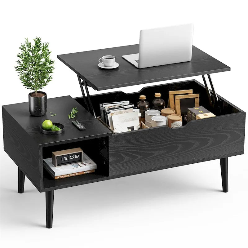 Lift Top Coffee Storage Wood Tables with Hidden Compartment
