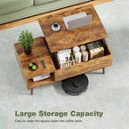 Lift Top Coffee Storage Wood Tables with Hidden Compartment