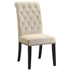 Decorative Rolled Back Button Tufted Dining Chairs with Nailhead Trim (Set of 2)