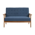 HOMEFUN Mid-Century Linen/PU Upholstered Wood Frame Tufted Loveseat Sofa