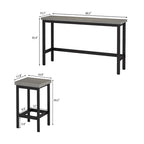 Extra Long Dining Table Set with 3 Stools Pub