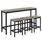 Extra Long Dining Table Set with 3 Stools Pub